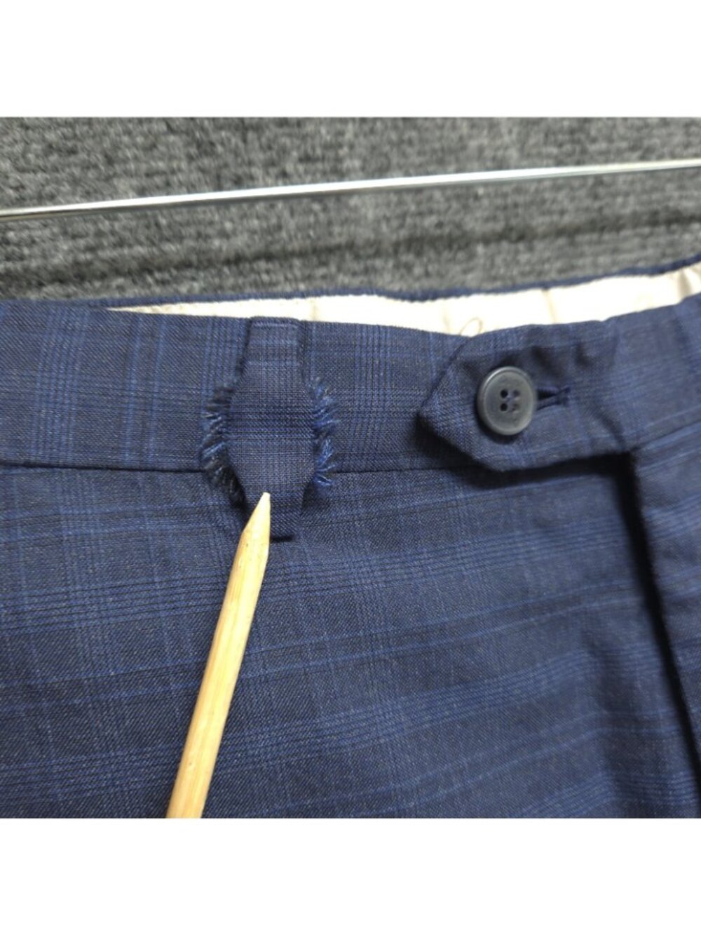 Brioni Dress Pants Mens 36x28 Blue Windowpane Check Distressed - Picture 8 of 11